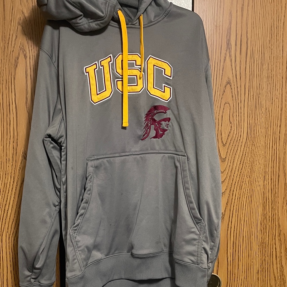 USC Gray Hoodie with Gold and Maroon Accents